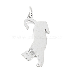 Non-Tarnish 304 Stainless Steel Pendants, with Jump Ring and Glitter, Stamping Blank Tag, Cat Charm, Stainless Steel Color, 27.5x13x1.5mm, Hole: 4mm(STAS-E205-01P)