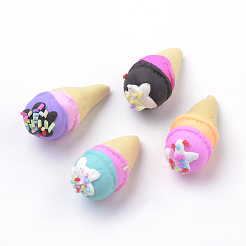 Handmade Polymer Clay Beads, No Hole, Ice Cream, Mixed Color, 30x15mm