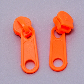 Plastic Zipper Slider, Garment Accessories, Oval, Orange Red, 3.6x1.1x1.1cm