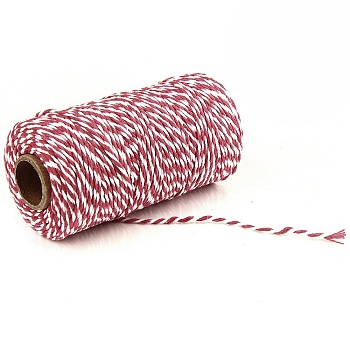 100M Macrame 2-Ply Cotton Braid Thread, with Spool, Round, Crimson, 2mm, about 109.36 Yards(100m)/Roll
