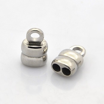 304 Stainless Steel Cord Ends, End Caps, Stainless Steel Color, 14x8x6mm, Hole: 3mm