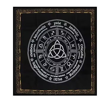 Velvet Altar Mats, Trinity Knot & Constellation Tablecloth, Tarot Card Cloth, Square, Black, 490x490mm