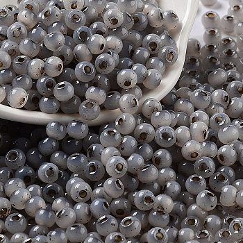 Glass Seed Beads, Imitation Cat Eye, Rondelle, Gainsboro, 4x3.3mm, Hole: 1.4mm