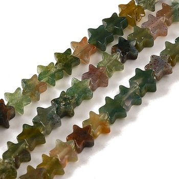 Natural Indian Agate Beads Strands, Star, 6x5.5x2mm, Hole: 0.8mm, about 75pcs/strand, 14.57 inch(37cm)
