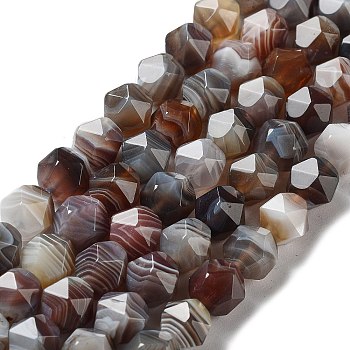 Natural Botswana Agate Beads Strands, Faceted, Star Cut Round Beads, 10x10x10mm, Hole: 1.2mm, about 39pcs/strand, 15.35 inch(39cm)