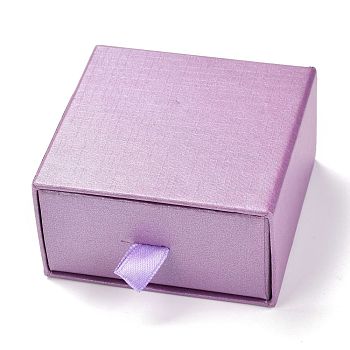 Square Paper Drawer Box, with Black Sponge & Polyester Rope, for Bracelet and Rings, Medium Orchid, 7.5x7.7x4cm
