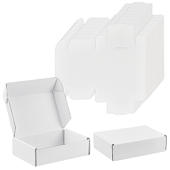 Cardboard Paper Shipping Box, Mailing Folding Box, Rectangle, White, 15x10x4cm