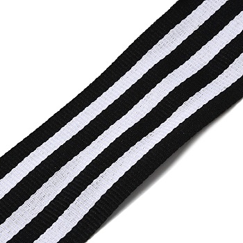 25Yards Polyester Stripe Ribbon, for Garment Accessories, Gift Decoration, Black, 1-5/8 inch(40mm), 25yards/set