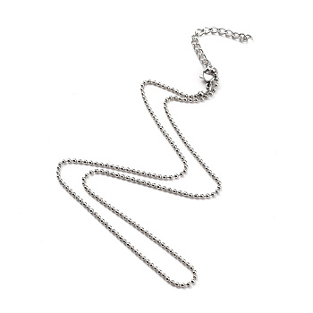 304 Stainless Steel Ball Chain Necklaces, with Lobster Claw Clasps, Stainless Steel Color, 15.94 inch(40.5cm)