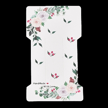 Rectangle Flower Print Paper Hair Clip Display Cards, Jewelry Display Cards for Hair Clip Storage, Teal, 11.5x6.6x0.05cm, Hole: 24x8.5mm