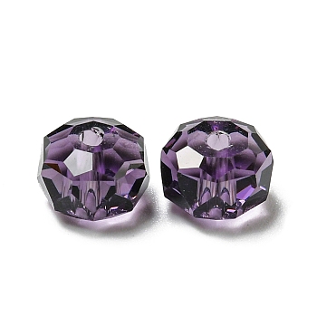 Transparent Glass Beads, Faceted, Rondelle, Purple Velvet, 8x5mm, Hole: 1.2mm