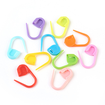 Eco-Friendly ABS Plastic Knitting Crochet Locking Stitch Markers Holder, Mixed Color, 22x11x3mm, Pin: 1mm