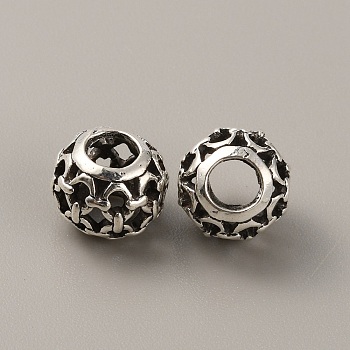 Tibetan Style Alloy European Beads, Large Hole Beads, Rondelle, Antique Silver, 11x9mm, Hole: 5mm