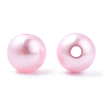 Spray Painted ABS Plastic Imitation Pearl Beads, Round, Pearl Pink, 8x9.5mm, Hole: 1.8mm, about 2080 pcs/500g