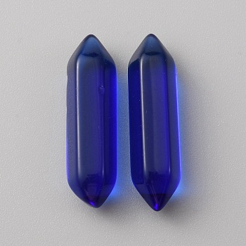 Glass Beads, Bullet, No Hole, Blue, 31.5x9x8mm
