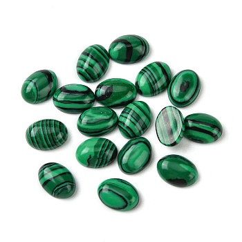 Synthetic Malachite Cabochons, Oval, 8~8.5x6~6.5x2.5~3.5mm