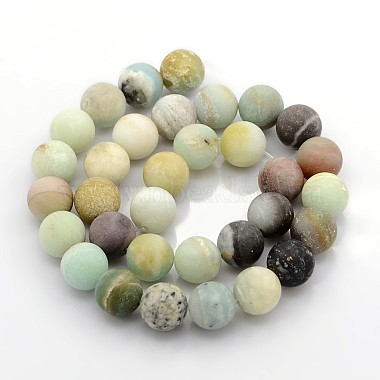 Perles rondes d'amazonite de fleurs givrées naturelles(G-D616-4mm)-2