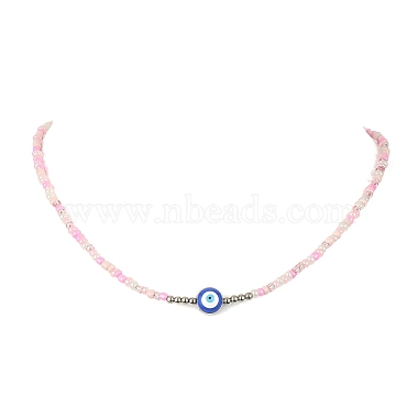 3 pcs 3 ensemble de colliers en alliage de couleur émail mauvais œil et perles de graines(NJEW-JN04355)-4