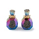 Electroplated Natural Druzy Agate Openable Perfume Bottle Pendants(G-L524-10G-01)-1