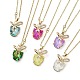 Tiger with Bowknot Light Gold Brass Micro Pave Cubic Zirconia Pendant Necklaces(NJEW-E105-22KCG)-1
