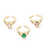 Mixed Color Brass+Cubic Zirconia Finger Rings(RJEW-P204-09G)