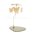 430 and 201 Stainless Steel Rotating Candlestick Tealight Candle Holder, with Iron Butterfly, for Wedding Christmas Party Decoration, Golden, 13x10.5x19cm(DJEW-WH0039-21G)