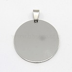 Tarnish Resistant DIY Materials 201 Stainless Steel Flat Round Hand Mirror Polished Finish Stamping Blank Tag Pendants, Stainless Steel Color, 43x36x1.5mm, Hole: 9x4mm(X-STAS-O044-125)