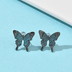 Butterfly Brass Stud Earrings for Women, Gunmetal, 14.5x15mm(EJEW-F404-01B)