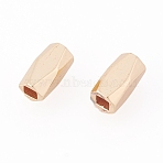 Brass Spacer Beads, Nickel Free, Real 18K Gold Plated, Faceted Barrel, 6x3.5x3.5mm, Hole: 1.5mm(X-KK-Q735-315G)