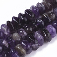 Natural Amethyst Beads Strands, Nuggets, Faceted, 9.5~11x6~7mm, Hole: 1.2mm, about 30~32pcs/strand, 7.48 inch(19cm)(G-R462-13)