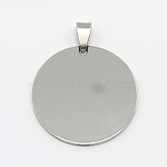 DIY Materials 201 Stainless Steel Flat Round Hand Stamping Blank Tag Pendants, Stainless Steel Color, 43x36x1mm, Hole: 9x4mm(X-STAS-O044-125)