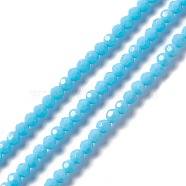 Faceted(32 Facets) Glass Beads Strands, Round, Light Sky Blue, 4mm, Hole: 1mm, about 99~107pcs/strand, 14.09~15.43''(35.8~39.2cm)(EGLA-J042-36A-04)
