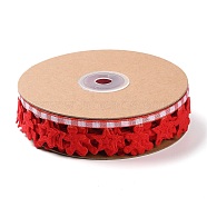 Christmas Gingerbread Man Felt Lace Trim, Polyester Star Trim Embellishment, for Christmas Party Decoration, Red, 1 inch(25mm), about 10.94 Yards(10m)/Roll(OCOR-D013-04B)