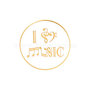 Word I Love Music Enamel Pin, Golden Alloy Badge for Backpack Clothes, Musical Note Pattern, 25mm(MUSI-PW0001-46A)