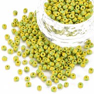 8/0 Glass Seed Beads, Opaque Colours Seep, Green Yellow, 3mm, hole:1mm(SEED-S006-1)