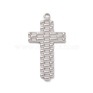 304 Stainless Steel Pendants, Cross, Stainless Steel Color, 38.5x20x2mm, Hole: 2mm(STAS-E169-08P)