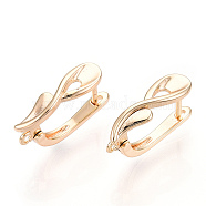 Brass Hoop Earring Findings with Latch Back Closure, Nickel Free, with Horizontal Loop, Real 18K Gold Plated, 18x11.5x5mm, Hole: 1.2mm, Pin: 1mm(KK-T049-21G-NF-1)