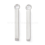 Non-Tarnish 304 Stainless Steel Pendants, Bar Charm, Stainless Steel Color, 17.5x2x2mm, Hole: 1.6mm(STAS-P327-09A-P)