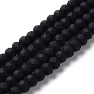 Glass Beads Strands, Faceted, Frosted, Rondelle, Black, 10mm, Hole: 1mm, about 63~65pcs/strand, 19.2~20 inch(48~50cm)(EGLA-A034-P10mm-MD18)