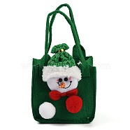 Non-woven Fabrics Christmas Snowman Candy Gift Tote Bags, Apple Basket for Christmas Tree Ornament, Green, 21cm, Unfold: 10x10x10cm(ABAG-C011-01B)