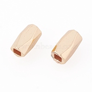 Brass Spacer Beads, Nickel Free, Real 18K Gold Plated, Faceted Barrel, 6x3.5x3.5mm, Hole: 1.5mm(X-KK-Q735-315G)