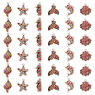 36Pcs 6 Style Ocean Transparent Acrylic Pendants, with Pailette/Sequins Inside and Iron Loop, Mixed Shapes, Mixed Color, 22.5~27.5x15~21.5x6.5~9.5mm, Hole: 2mm, 6pcs/style(OACR-DC0001-17)