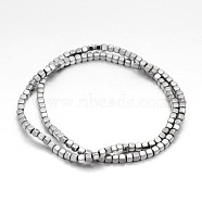 Cube Electroplate Non-magnetic Synthetic Hematite Beads Strands, Silver Plated, 3x3x3mm, Hole: 0.5mm, about 150pcs/strand, 15.7 inch(G-P110-03G)