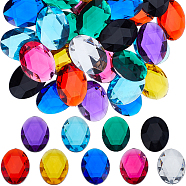 36Pcs 9 Colors Acrylic Rhinestone Flat Back Cabochons, Faceted, Bottom Silver Plated, Oval, Mixed Color, 40x30x7~7.5mm, 4pcs/color(DIY-GF0009-16)
