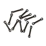 304 Stainless Steel Connector Charms, Bar Links, Black, 12x2x1.2mm, Hole: 1.2mm(STAS-Q323-06A-EB)