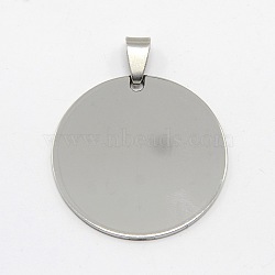 DIY Materials 201 Stainless Steel Flat Round Hand Stamping Blank Tag Pendants, Stainless Steel Color, 43x36x1mm, Hole: 9x4mm(X-STAS-O044-125)