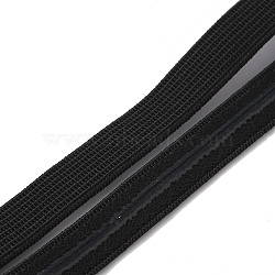 Polyester Non Slip Knitted Elastic Cord, Silicone Gripper Elastic Band for Clothing Sewing, Flat, Black, 10mm(EC-WH0006-08A)