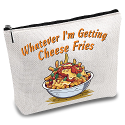 Custom Polycotton Cheese Fries Printed Canvas Storage Bags, Rectangle Metal Zipper Pouches, Food, 18x25cm(ABAG-WH0029-136)