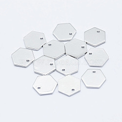 Brass Charms, Long-Lasting Plated, Real Platinum Plated, Nickel Free, Hexagon, 10x11.5x1mm, Hole: 1mm(KK-G331-85P-NF)