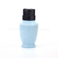 Empty Plastic Press Pump Bottle, Nail Polish Remover Clean Liquid Water Storage Bottle, with Flip Top Cap, Blue, 13.2x6.8cm(X-MRMJ-WH0059-30C)